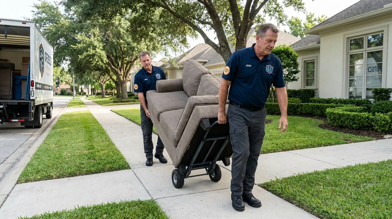 Local residential moving crew loading furniture in Justice, IL
